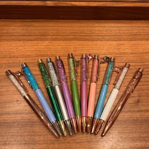 Promosyon metalik parlaklık Glitter tükenmez kalem renk dizüstü kalem dergisi Set taze sevimli renk parlak tükenmez kalem