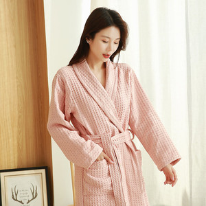 Four Plus Size Cotton <strong>Waffle</strong> Bathrobe Luxury Hotel Robe for Couples Good Water Absorption Summer Autumn Home <strong>Dressing</strong> <strong>Gown</strong> - Product Image 4