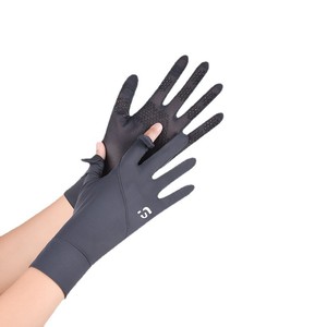 Sun Protection Gloves Light Gray Nylon Mesh Breathable Touch Screen For Women Outdoor Cycling Travel - Product Image 5