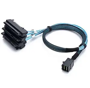 SAS kabel SATA SFF-8643 ke 4 SFF-8482 Internal Mini SAS HD ke 4 29pin konektor SFF-8482 dengan SAS 15pin Port daya kabel 12 GB/S