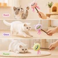 Jouet interactif en peluche Monster Cat Teaser Wand, pour faire courser, sauter et exercer votre chat en intérieur, 3 couleurs, 14 cm