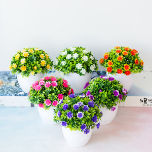 Hangu OME MINI taille bureau fleurs artificielles en pot décoration de Table plante artificielle d'intérieur mini rose eternel - Product Image 1