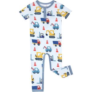 Mameluco de Manga Corta para Bebé Niño, Mono de una Pieza con Botones, Ropa de Dormir de Tela de Bambú Viscosa, Primavera Verano Unisex - Product Image 1