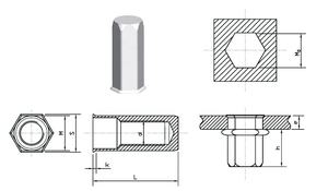 Karbon Çelik Çinko Kaplı Perçin Somunları M4 M5 M6 M8 M10 M12 8-32 10-32 1/4 5/16 <span class=keywords><strong>3</strong></span>/8 Azaltılmış Başlı Altıgen Kör Perçin Somunu - Product Image 4