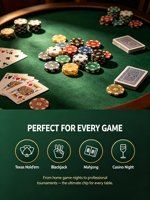 Set Chip Poker Plastik Akrilik Tanah Liat Kasino Berkualitas Tinggi Pabrik, Warna Merah, Murah, dengan Set Profesional untuk Permainan Kasino Rumahan