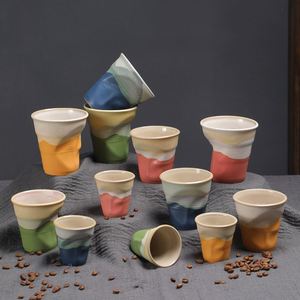 Taza de Café Plegada Irregular Creativa, Taza de Té de Cerámica Reactiva Personalizada, Taza de Agua Vintage para el Hogar - Product Image 3