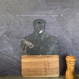 Nuovo oggetto tagliere <span class=keywords><strong>in</strong></span> legno di Acacia bianco <span class=keywords><strong>marmo</strong></span> nero con manico <span class=keywords><strong>in</strong></span> <span class=keywords><strong>marmo</strong></span> e legno tagliere - Product Image 4