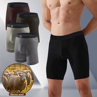 Sous-vêtements longs en laine mérinos personnalisés OEM pour hommes, antibactériens, entrejambe de 7 pouces, boxers pour hommes, ensembles de lingerie thermique certifiés