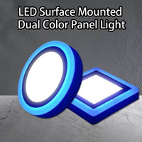 Vente en gros de lampes LED bicolores en aluminium plafonnier à surface ronde pour intérieur, panneau lumineux carré RVB mince à intensité variable