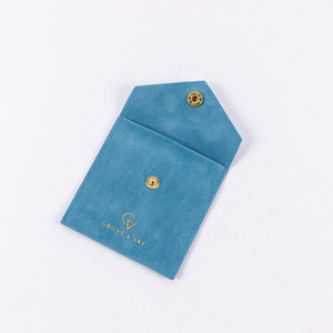 Fashion Luxury Snap Button Flip Cover Small Velvet <b>Envelope</b> <b>Gift</b> Pouch Custom Personalized Jewelry Packaging Bag with Gold Logo - Product Image 2