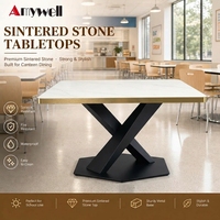 Table à manger en pierre frittée avec bord en aluminium personnalisé, 4 places, design moderne