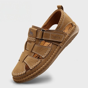 Men's Summer Genuine Leather <b>Gladiator</b> Beach Slippers Breathable Soft Soled Casual Shoes - Product Image 1