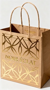 Sacs en papier kraft personnalisés haut de gamme estampés à chaud avec poignées pour le shopping de luxe - Product Image 4