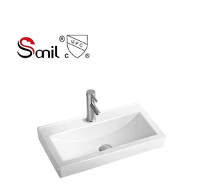 Lavabo Rectangular Moderno de Cerámica para Baño, Autolimpiante, Esmalte Blanco, Ecológico, Fácil de Limpiar, Certificado CUPC 5 - Product Image 3