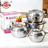 Ensemble de 4 récipients isothermes pour aliments, casseroles isothermes, chauffe-plats, en acier inoxydable à double paroi avec couvercle