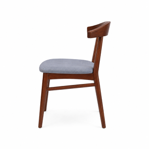 Chaise de salle à manger en bois de mahogany massif avec dossier incurvé, style mid-century, siège rembourré pour restaurant, hôtel et maison - Product Image 2