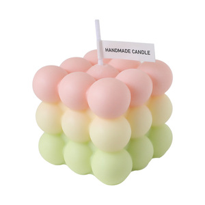 Vente chaude carré cire de soja arôme bougie Morandi <span class=keywords><strong>d</strong></span>égradé couleur bulle Cube bougie parfumée - Product Image 1