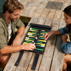 Backgammon <span class=keywords><strong>da</strong></span> Viaggio Arrotolabile, <span class=keywords><strong>Giochi</strong></span> <span class=keywords><strong>da</strong></span> Tavolo Portatili in Pelle PU, Set di Backgammon per Adulti - Product Image 2