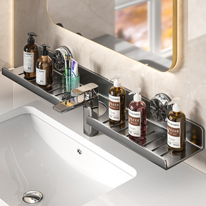 Étagère de douche murale moderne en acier argenté, support de rangement pour shampoing de salle de bain pour appartements en coin - Product Image 3