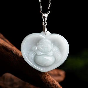 Pendentif Bouddha en jadéite naturelle du Myanmar, argent S925, unisexe, design original, style chinois, cadeau avec certificat d'évaluation D259 - Product Image 2