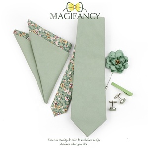 5PSC fleur coton Patchwork 6.5cm cravate ensemble broche broche pince mouchoir boutons de manchette hommes fête de mariage Floral cravate cadeau accessoire - Product Image 6