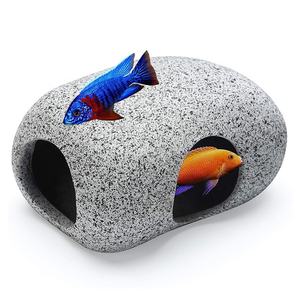 Grotte de roche pour animaux aquatiques pour élever, jouer et se reposer, ornements d'aquarium en céramique sûrs et Non toxiques - Product Image 1