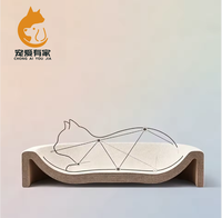 Lit pour chat ergonomique au design concave, moderne et classique, pour Noël, confortable, griffoir en carton résistant aux rayures, pour un sommeil naturel