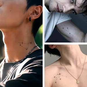 חם מוכר שנים עשר קבוצות כוכבים קעקוע חצי קבוע מדבקות אישית מיץ צמחים פנים נייר גוף לבן - Product Image 2