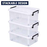 Boîte de rangement pour salon et chambre à coucher, vente en gros, conteneur en plastique transparent de 15 L, couvercle amovible