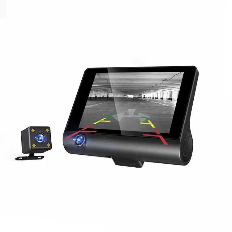 3 렌즈 운전 레코더 1080P HD 자동차 DVR 대시 캠 비디오 레코더 LCD 2 in 1 범용 자동차 놀이 및 대시 카메라 손 무료 2 년