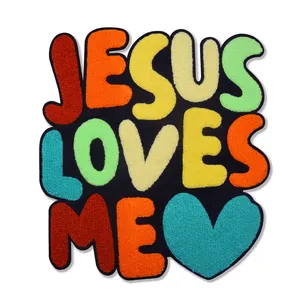Christianity Patch Custom Embroidery Jesus Loves Me Logo Patch Iron On Easter Chenille Patches Badge