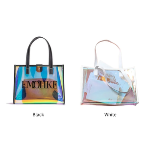 Bolso de mano transparente de PVC naranja con logotipo personalizado y cierre de botón, elegante diseño de moda para regalos y compras - Product Image 2