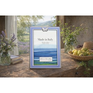 Beltrami Photo <b>Frame</b> <b>4x6</b> Silver Plated Metal <b>Frame</b> With Butterfly Decor Made In Italy - Product Image 2