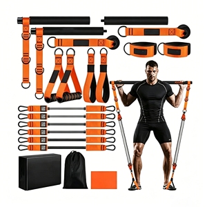 270LBS Portable <b>Workout</b> Pilates Bar Kit Multifunctional Indoor TPE Resistance <b>Bands</b> Sets for Fitness - Product Image 1