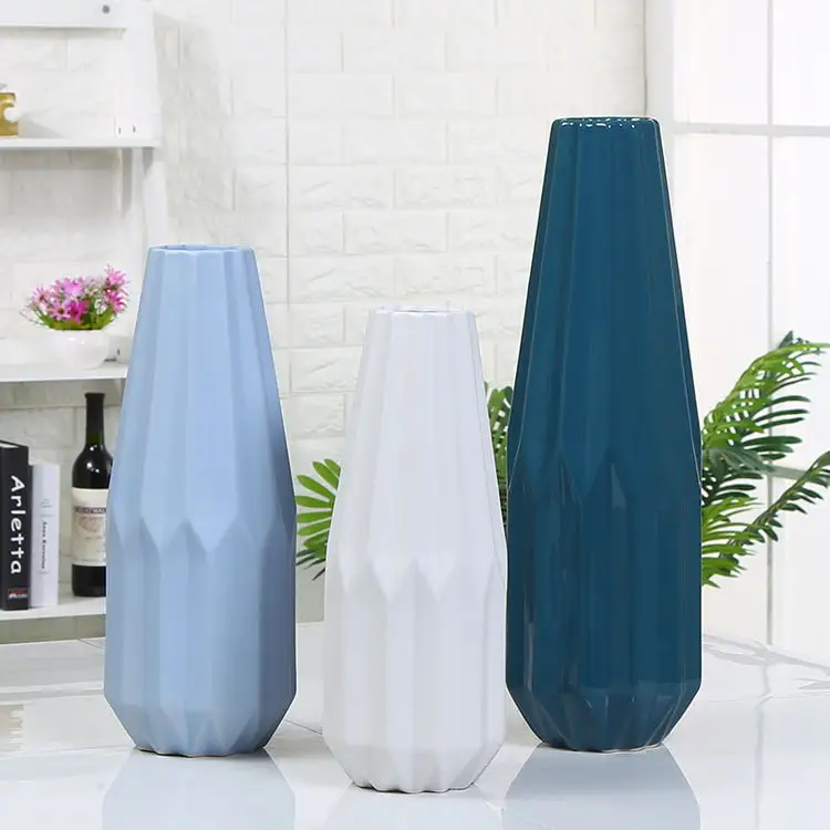 Nordique Vase En Gros Offre Spéciale Décoration Nordique Vase Moderne Blanc Bleu Cylindre Vaas Géométrie Simple Vase Pour Table De Bureau