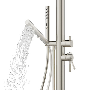Ensemble de <span class=keywords><strong>douche</strong></span> extérieur en acier inoxydable nickel brossé, <span class=keywords><strong>colonne</strong></span> de <span class=keywords><strong>douche</strong></span> sur pied avec robinets à cartouche céramique - Product Image 4