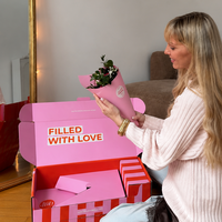 Boîte d'emballage en papier floral de luxe avec impression personnalisée, construction à couvercle articulé, fourniture OEM pour la livraison de cadeaux de beauté