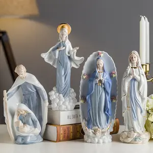 Estatua de la Virgen María, Jesús, escultura de decoración para el hogar, estatua religiosa y católica, figurita de resina para mujer