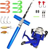 Ensemble canne à pêche spinning en fibre de verre pour eau douce 1,8m 2,1m avec moulinet et kit de 23 leurres