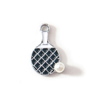 Nouveau alliage de bricolage galvanoplastie goutte à goutte accessoires Mini perle Ping Pong raquette dessin animé bijoux pendentif Bracelet pendentif - Product Image 5