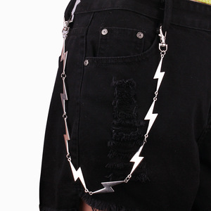 Hip Hop Waist <b>Chain</b> With Lightning Flame Design Double Layered Zinc Alloy Casual Punk Jeans Accessory Unisex - Product Image 2