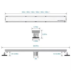 Drain de douche linéaire en acier inoxydable SUS 304 avec insert en carrelage Watermark australien, long drain de douche pour salle de bain - Product Image 3