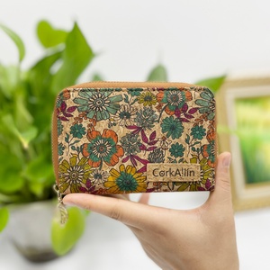 Handmade Vegan Organic Sustainable Eco-Friendly <b>RFID</b> Short Cork <b>Wallet</b> for Women with Zipper Closure Coin Purse & Cardholders - Product Image 2