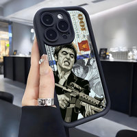 Coque de téléphone portable pour iPhone 17 16 15 14 13 12 Plus Pro Max 17 Air Gun Man, style créatif noir, coque photo, coque arrière