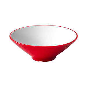 Grand bol en mélamine bicolore, texture rocheuse, intérieur blanc givré, extérieur rouge, pour nouilles et plats chauds, usage domestique - Product Image 1