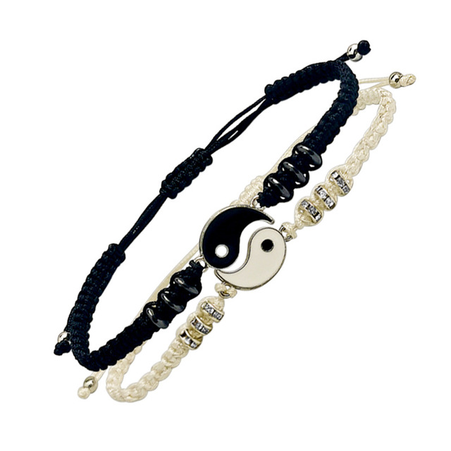 2025 New Couple Bracelet 2 Matching Adjustable Yin Yang Cord Bracelet for Women