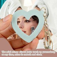 Portable voyage coeur fleur rond maquillage miroir porte-clés en cuir Pu Compact Mini maquillage miroirs porte-clés pour dame fille fête