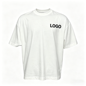 เสื้อยืดสีขาวล้วน พิมพ์ลาย ปักลาย ผ้าฝ้าย 100% เสื้อยืดผู้ชาย ลายเรียบ - Product Image 1