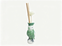 THALO Tea Rhyme - Set de Difusor de Aromas de Cerámica con Forma de Loro, Verde y Blanco, Hecho a Mano, Sin Alcohol, con Varillas de Ratán, Aromaterapia, Forma Irregular, Ligero