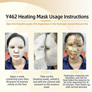 Y462 Masque facial en tissu non tissé doré auto-chauffant, riche en hydrogène, <span class=keywords><strong>pour</strong></span> chauffage à sec, anti-âge, <span class=keywords><strong>SPA</strong></span> - Product Image 3